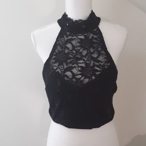 Stunning B. Darling black lace crop top
